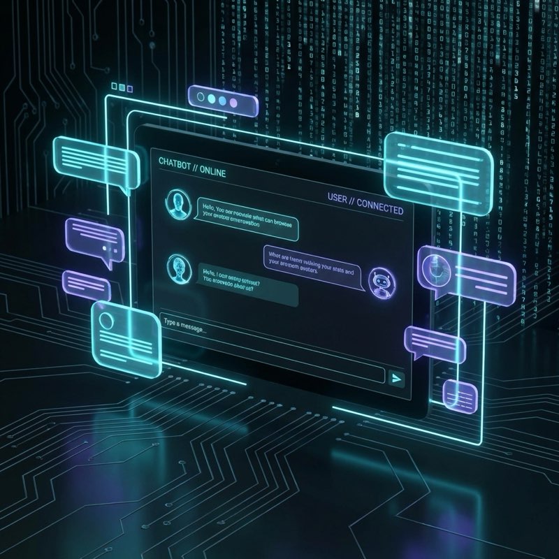 Концепт интерфейса современного чат-бота с цифровыми элементами